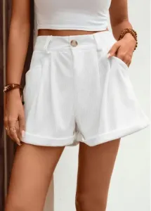Modlily White Pocket Button Fly High Waisted Shorts - 3XL