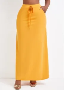 Modlily Ginger Pocket A Line Drawastring Maxi Skirt - S
