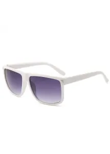 Modlily White Geometric Ombre Rivet Detail Sunglasses - One Size