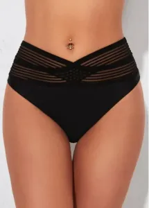 Modlily Black High Waisted Cross Strap Swimwear Panty - XL