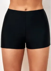 Modlily Black Mid Waisted Elastic Detail Swimwear Shorts - XS