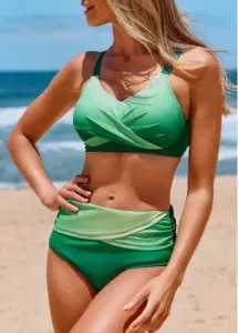 Modlily Criss Cross Ombre Green Bikini Set - XL #859295