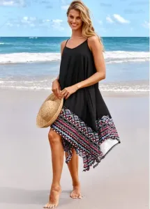 Modlily Tribal Print Black Cover Up - S