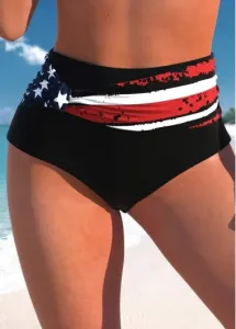 Modlily High Waisted American Flag Print Black Bikini Bottom - XXL #774986