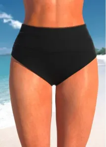 Modlily High Waisted Black Stretch Bikini Bottom - L