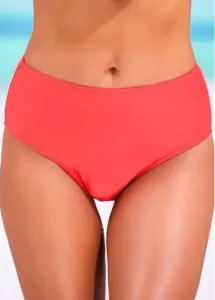 Modlily High Waisted Coral Red Bikini Bottom - L