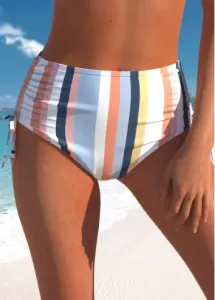 Modlily High Waisted Multi Stripe Print Bikini Bottom - XXL #181608