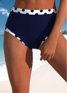 Modlily High Waisted Polka Dot Navy Bikini Bottom - XL