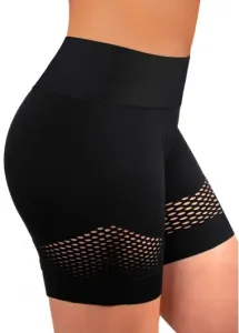 Modlily Hollow Out High Waisted Black Swim Shorts - L