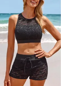 Modlily Lace Black Cutout Back Bikini Top - XL