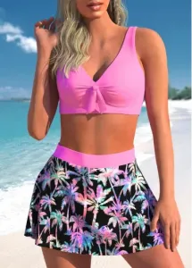 Modlily Lace Up Wide Strap Neon Pink Bikini Set - XL #888960