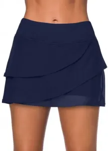 Modlily Layered Crossover Hem Navy Blue Swim Skirt - XL