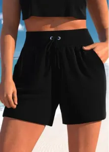 Modlily Light Weight High Waisted Black Beach Shorts - XL