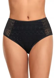 Modlily Mid Waisted Black Lace Stitching Bikini Bottom - XL