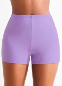Modlily Mid Waisted Light Purple Swimwear Shorts - L