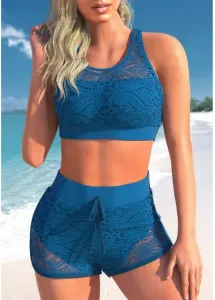 Modlily Navy Cut Out Lace Stitching Bikini Set - L #955248