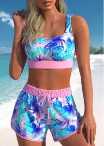 Modlily Plus Size High Waisted Patchwork Pink Bikini Set - 1X