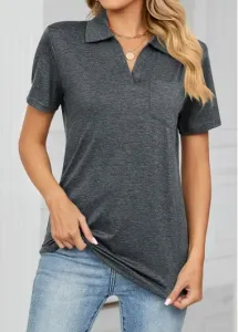 Modlily Dark Grey Pocket Short Sleeve T Shirt - L