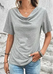 Modlily Light Grey Marl Short Sleeve T Shirt - M