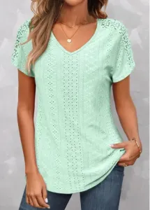 Modlily Mint Green Lace Short Sleeve T Shirt - M #805083