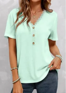 Modlily Mint Green Lace Short Sleeve T Shirt - M #909403