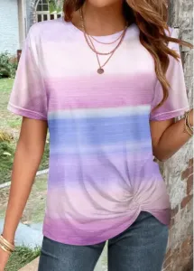 Modlily Multi Color Twist Ombre Short Sleeve T Shirt - XXL