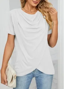 Modlily White Cross Hem Short Sleeve T Shirt - S