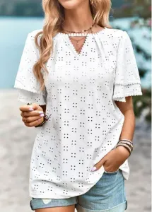 Modlily White Layered Short Sleeve T Shirt - L