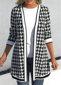 Modlily Black Patchwork Plaid Long Sleeve Cardigan - XL