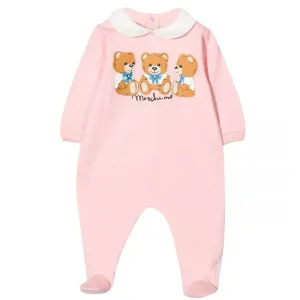 Moschino Baby Girls Teddy Bear Babygrow Pink 1M #728014