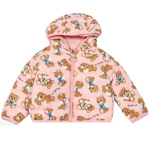 Moschino Baby Girls Teddy Bear Puffer Jacket Pink 18M