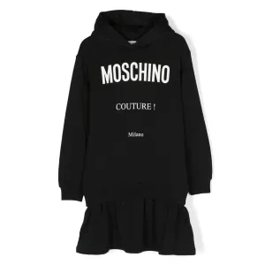 Moschino Girls Couture Logo Hooded Dress in Black 10A