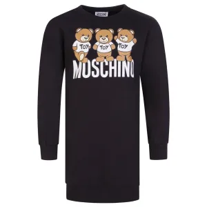 Moschino Girls Teddy Logo Dress in Black 10A