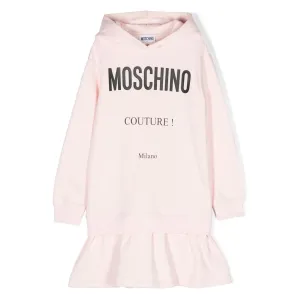 Moschino Girls Couture Logo Hooded Dress in Pink 10A