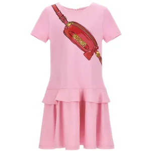 Moschino Girls Bag Logo Dress in Pink 10A Pirouette