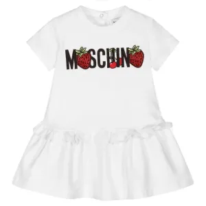 Moschino Baby Girls Logo Strawberry Dress White 12/18m