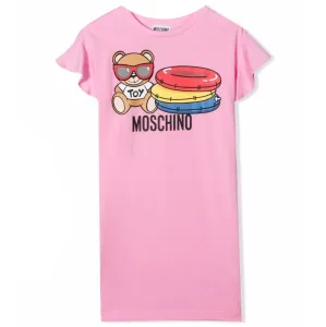 Moschino Girls Bear Print Logo Dress Pink 6Y