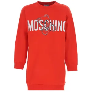 Moschino Girls Logo Bear Sweatshirt Dress Red 4Y
