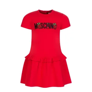Moschino Girls Strawberry Logo Dress Red 10Y