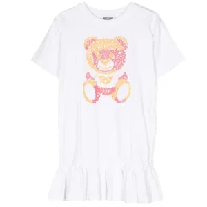 Moschino Girls White Teddy Bear Dress 10A Optical