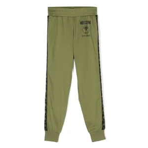 Moschino Boys Tape Logo Joggers in Olive Green 6A