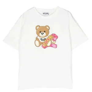 Moschino Girls Maxi T-shirt in White 10A Cloud