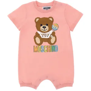 Moschino Baby Girls Teddy Bear Print Romper Pink 12/18 Sugar Rose