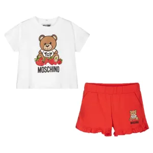 Moschino Baby Girls Bear Strawberry T-shirt & Shorts Set White 12/18m
