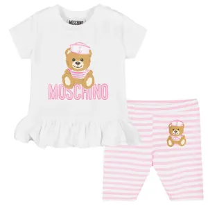Moschino Baby Girls Ruffled Tracksuit Set Pink 6/9m Optical White
