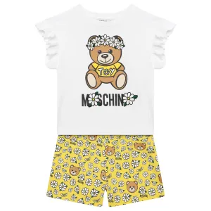 Moschino Girls Bear T-shirt & Shorts Set White 10Y