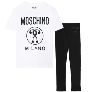 Moschino Girls Milano Diamante T-shirt & Leggings Set Black/white 10Y White