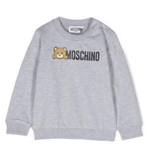 Moschino Baby Boys Logo Sweater in Grey 3A Melange