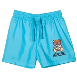 Moschino Boys Bear Logo Swim Trunks Blue 10Y