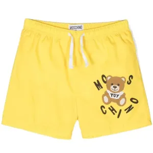 Moschino Boys Teddy Bear Print Swim Shorts Yellow 4A Cyber